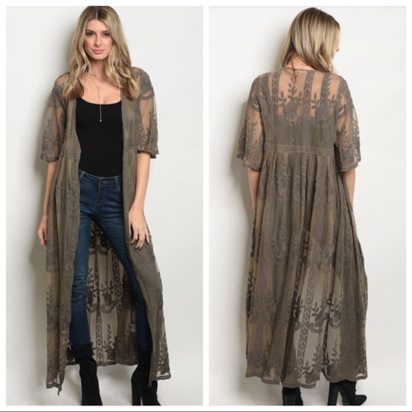 Olive Green Lace Kimono Cardigan | Poshmark